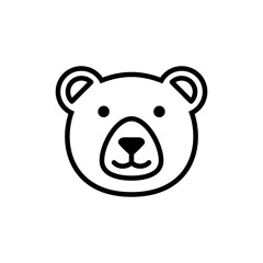 Obraz premium Bear head and face outline. Cute bear head line icon, outline grizzly or teddy bear face. Vector illustration on white background.