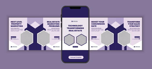 AI Tools for Real Estate Agents Carousel Template, Property Marketing Automation Social Media Post Design for Realtors Business Promotion