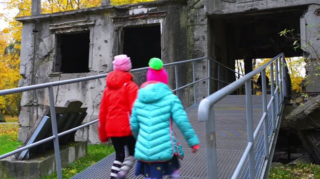 Two sisters walk in Westerplatte, Gdansk