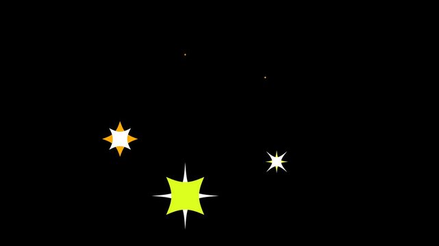 Star blinking glitter sparkle on Black background, Magic flash, glitter motion explosion or shimmering animation on Black background.4k star sparkle vector doodles, glowing light effect