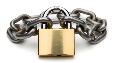 Padlock securing metal chain