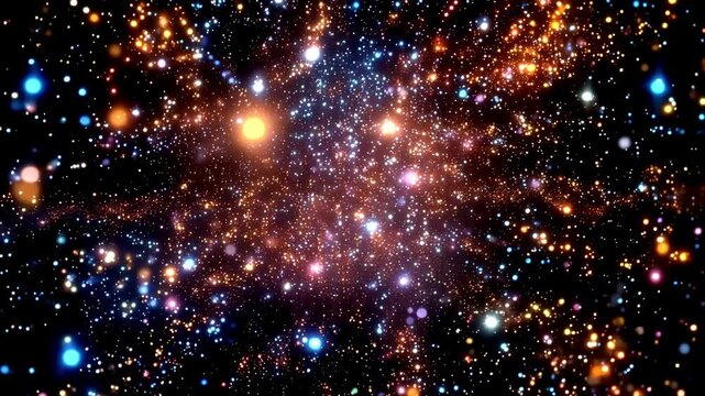 Multicolored Ethereal Smoke Floating Particles. Mystical swirling smoke with floating glowing particles, creating an atmospheric and dreamy visual effect.