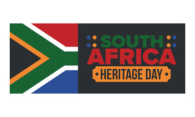 Fototapeta premium South Africa Heritage Day. Happy holiday. Celebrate culture and traditions of nation. South African flag. Poster with illustration. Pattern design. Vector