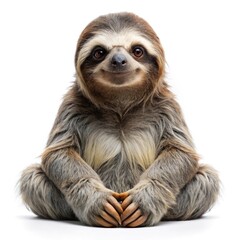 Fototapeta premium Happy Baby Sloth Sitting Peacefully for Kids' Nursery Wall Art