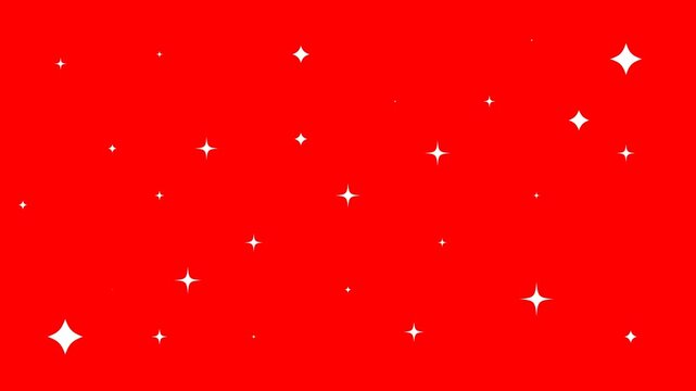Star blinking glitter sparkle on red screen, Magic flash, glitter motion explosion or shimmering animation on Red background.4k star sparkle vector doodles, glowing light effect