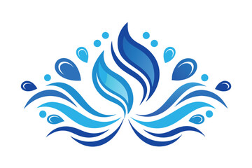 Fototapeta premium blue water splashes waves drops blots decorative vector on white background