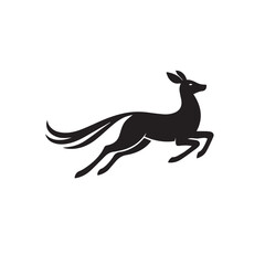 Obraz premium Running Deer Silhouette with Flowing Tail – Dynamic Vector Logo