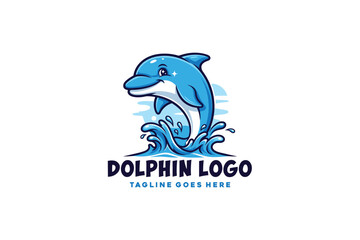 Mascot Modern dolphin logo design © Fauzana