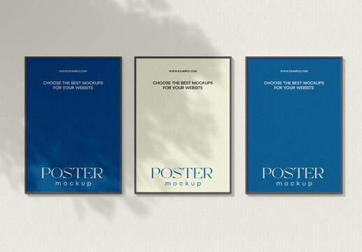 Three Poster Frame Mockup Template