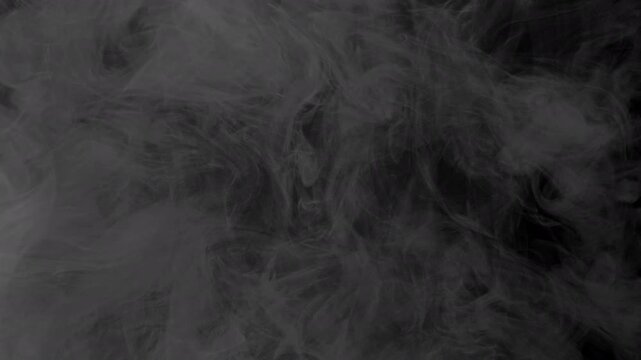 Gray Mist on Dark Backdrop. Vapor emerging from shadows, forming transient shapes before dissolving into obscurity with gradual shifts.