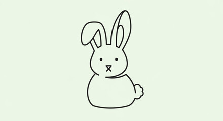Fototapeta premium A cute cartoon rabbit with long ears sitting on a light green background looking friendly and approachable