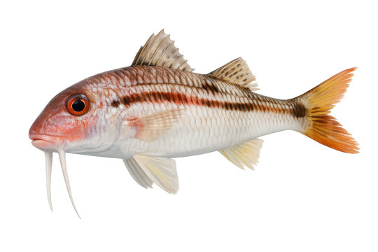 Fresh red mullet fish on transparent background
