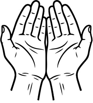 Two open hands cupped together, palms facing upwards