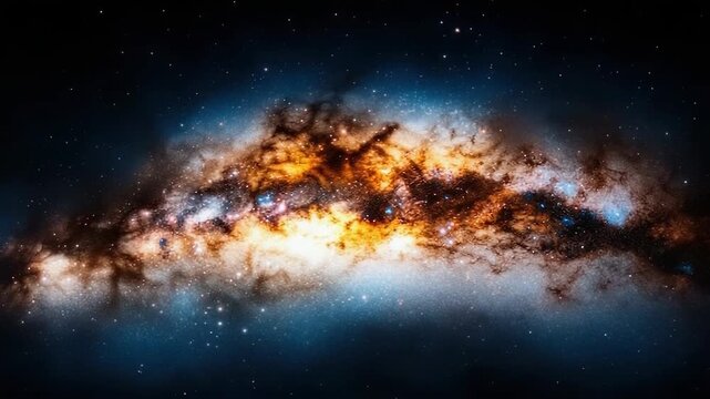 Glowing galactic core: stunning cosmic dance of stars and interstellar clouds