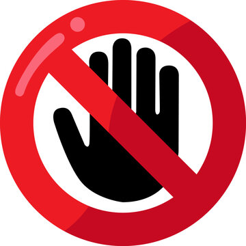 Circular warning sign for do not touch, safety instruction vector.