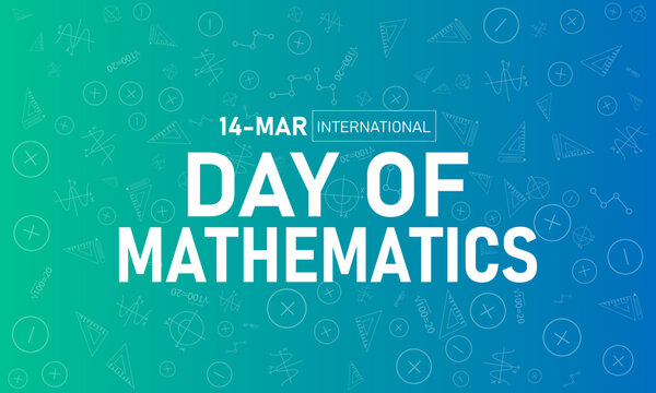 International Day of Mathematics, March 14 Vector, Pi Symbol Formula Graph, Blue Ribbon Awareness Poster, Flat Design Math Education STEM Banner Illustration Stock Graphic