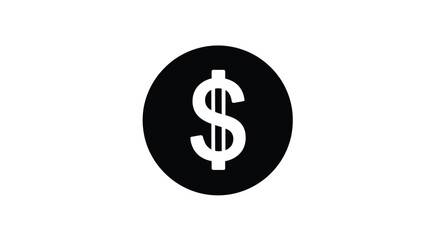 Obraz premium Simple black circle graphic featuring a white dollar sign symbol