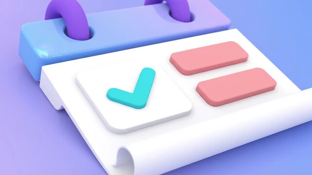 A 3D illustration of a calendar with a checkmark signifying completion of a task.