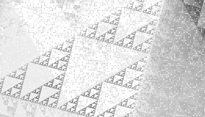 Obraz premium Abstract white and gray geometric banner with triangles shapes overlay background and halftone texture. Dot texture