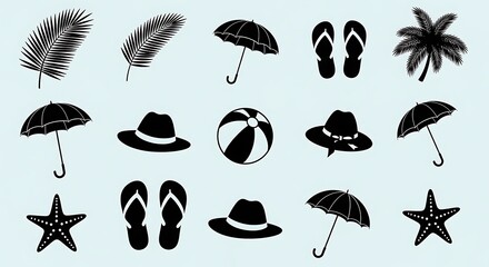 Summer Vacation Icons and Symbols Collection.
