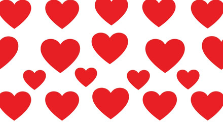 Red Hearts Pattern on White Background - Love and Romance Symbolism