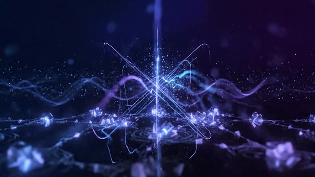 Futuristic Quantum Architecture Sleek, illuminated crystalline or circuit-like structures suggesting advanced processing units.