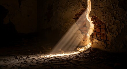 Sunlight Streaming Through Cave Entrance.