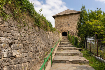 Mediaeval fortress tower and stone staircase in Jajce, Bosnia and Herzegovina.