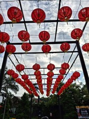 Chinese New Year Red Lantern Installation - Festive Outdoor Display