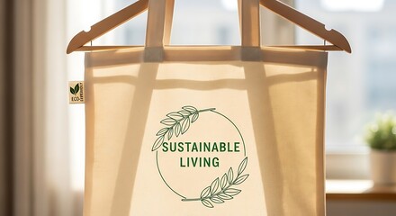 Sustainable Living Bag with Eco Friendly Logo.