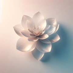 translucent flower made of glass-like material, soft light refraction, calm pastel tone