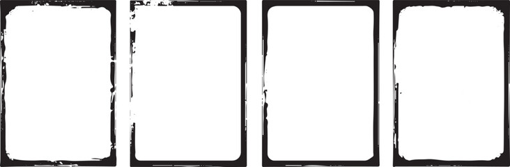 Set of black frame borders grunge texture transparent background vector illustration
