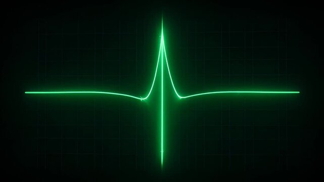 Green Pulse Waveform on Oscilloscope Screen - Medical & Tech Data Analysis