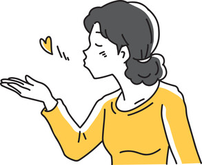 投げキッスをする女性