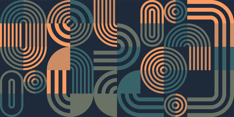 Fototapeta premium Abstract Geometric Pattern Background. Memphis. Square Modules. modern style. design for artprint, wallart, wallpaper. illustration vector