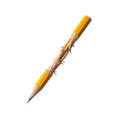 Broken Yellow Pencil with Wood Shavings
