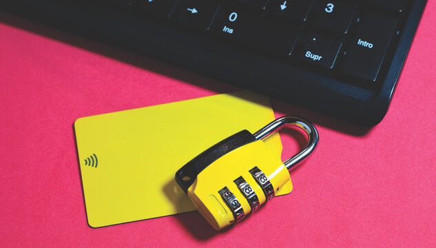 Concept, security when making credit card payments.