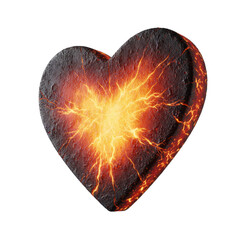 Heart Shape with Glowing Molten Core and Cracks