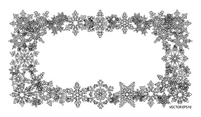 Detailed Snowflake Border Christmas Card Vector Illustration