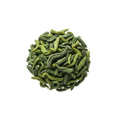 Pile of Dried Green Tea Leaves Textured and Curled