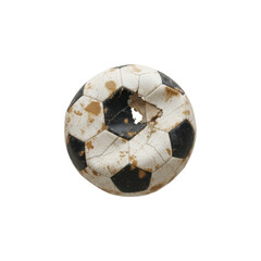 Damaged Soccer Ball with Hole and Dirt