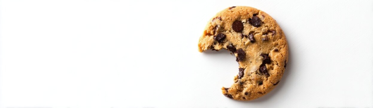chocolate chip cookie with one bite taken out