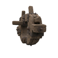 Rustic Wooden Wheel with Metal Reinforcements