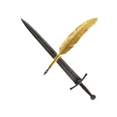 A Crossed Sword and Golden Quill Pen