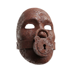 Rusty Medieval Face Mask with Padlock Gag