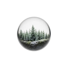 Glass Sphere Containing a Snowy Evergreen Forest Scene
