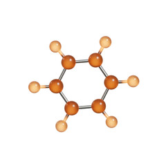 Benzene Molecule Model with Six Carbon Atoms