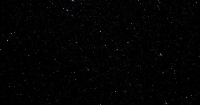 Space and stars, imitation. Twinkling of color pointed stars.  Smooth rotation. Use for background and texture.