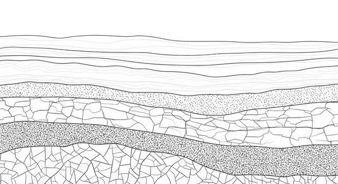 Geological Strata Layers Underground with Cracks and Texture: Scientific Illustration