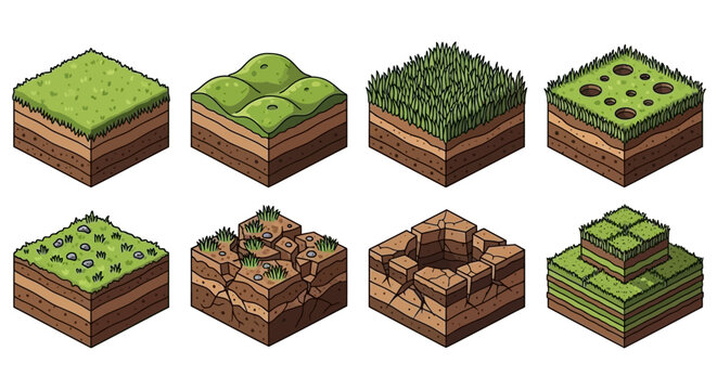 Isometric Soil Layers and Ground Textures for Game Development and Design